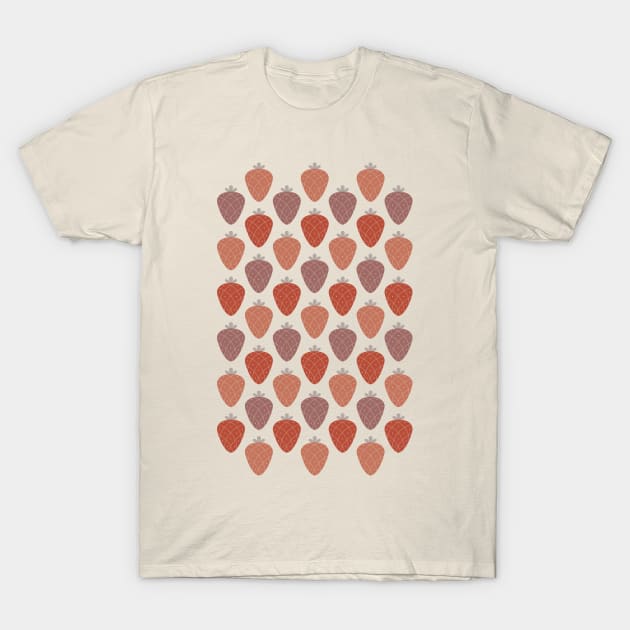 Strawberry pattern in natural shades T-Shirt by lents